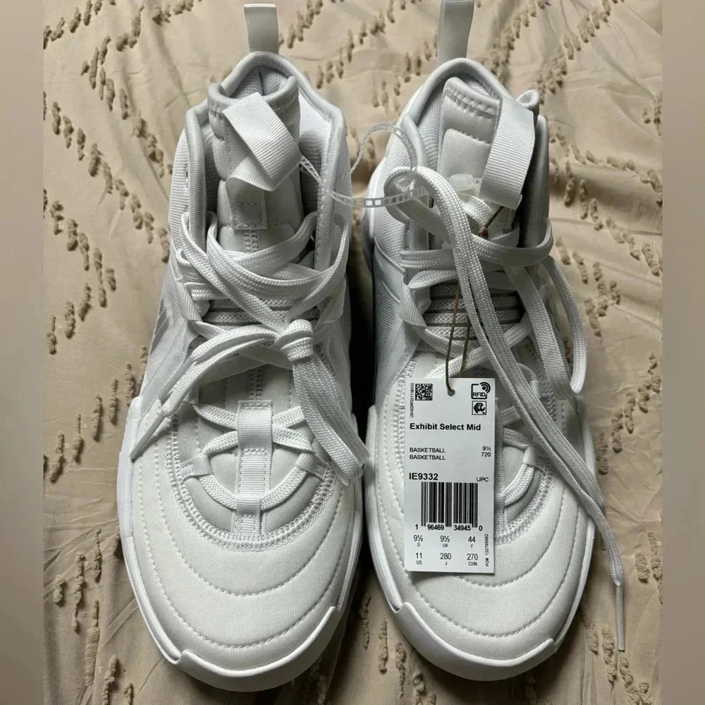 New Adidas Exhibit Select Mid White Silver  Basketball Court Shoes Women Size 11